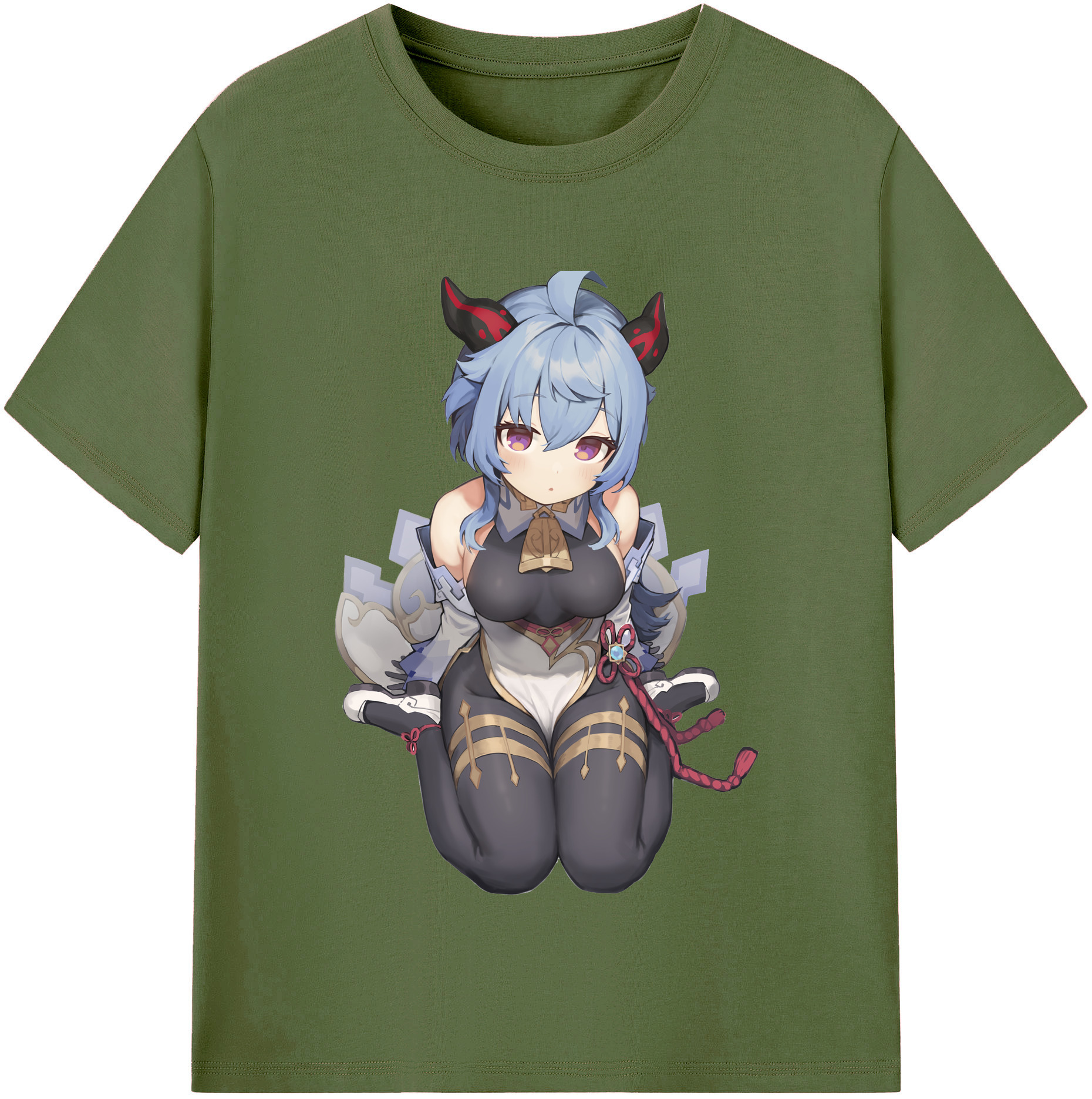げんし神 甘雨 かんう genshin Ganyu 綿100％半袖Tシャツ（フロントプリント）